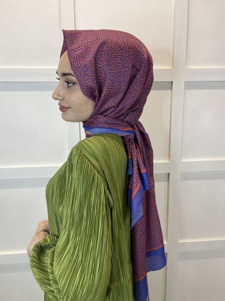 Siyane Scarf Pamuk Soft Şal, Renkli Çizgi Desenli 2024 01015 AÇIK MOR