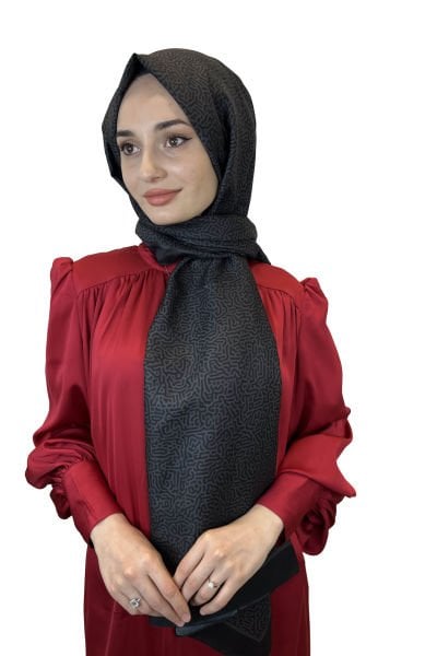Siyane Scarf Cotton Soft Shawl, Colorful Stripe Pattern 2024 01015 BLACK SMOKED