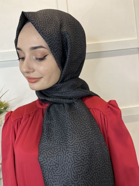 Siyane Scarf Pamuk Soft Şal, Renkli Çizgi Desenli 2024 01015 SİYAH FÜME