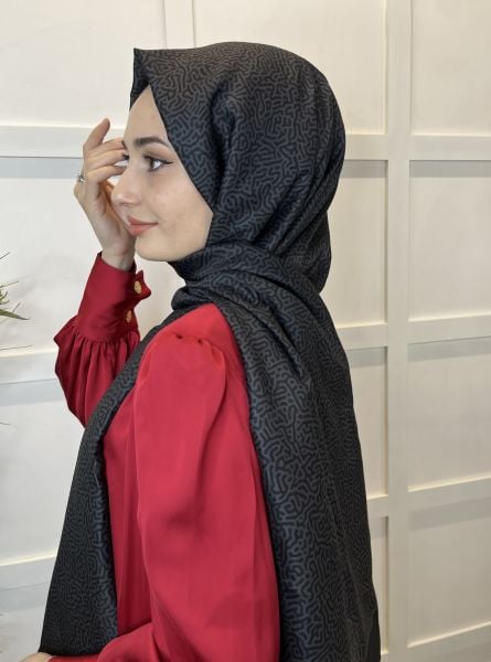 Siyane Scarf Pamuk Soft Şal, Renkli Çizgi Desenli 2024 01015 SİYAH FÜME