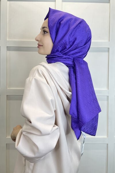 Siyane Scarf Jakarlı Şal - Queen Baklava Desen Kadın Tesettür Jakar Şal 01138  MOR