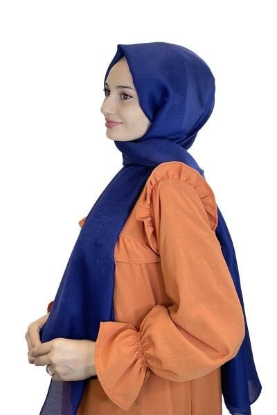 Siyane Scarf Tül Görünümlü Şal - Pırlanta Abiye Düğünlük Şal 00790 KOYU SAKS