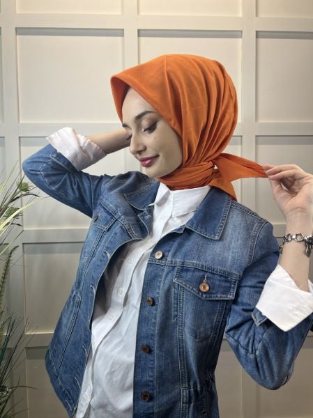 Cardion Patterned Monogram Scarf, Capri Fabric, 100x100cm, Large Size 00979 ORANGE