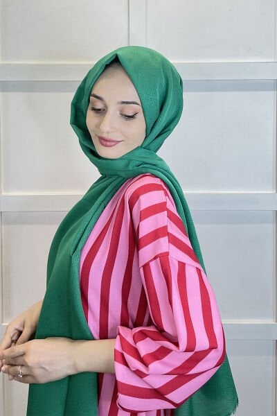 Siyane Scarf Cotton Jacquard Shawl - Patterned - Single Color Jacquard Shawl 001007 BENETTON