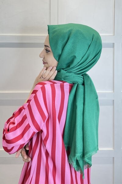Siyane Scarf Cotton Jacquard Shawl - Patterned - Single Color Jacquard Shawl 001007 BENETTON