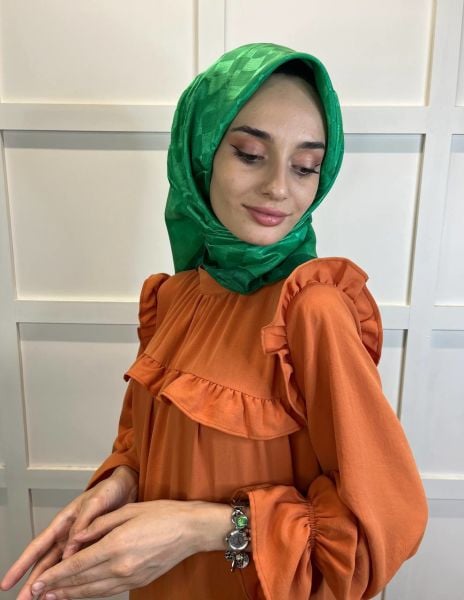 Hint İpek Dama Desenli Monogram Eşarp 00677 BENETTON