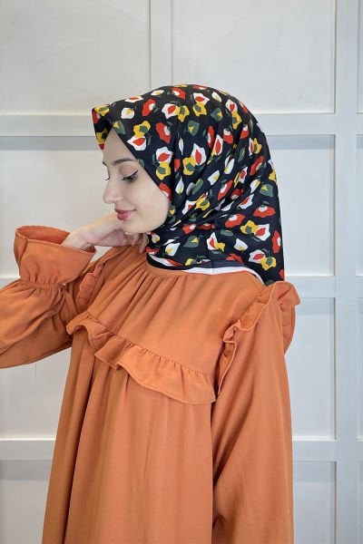 Cardion Gold Digital Print Twill Scarf - Carnation Pattern 01109 RED
