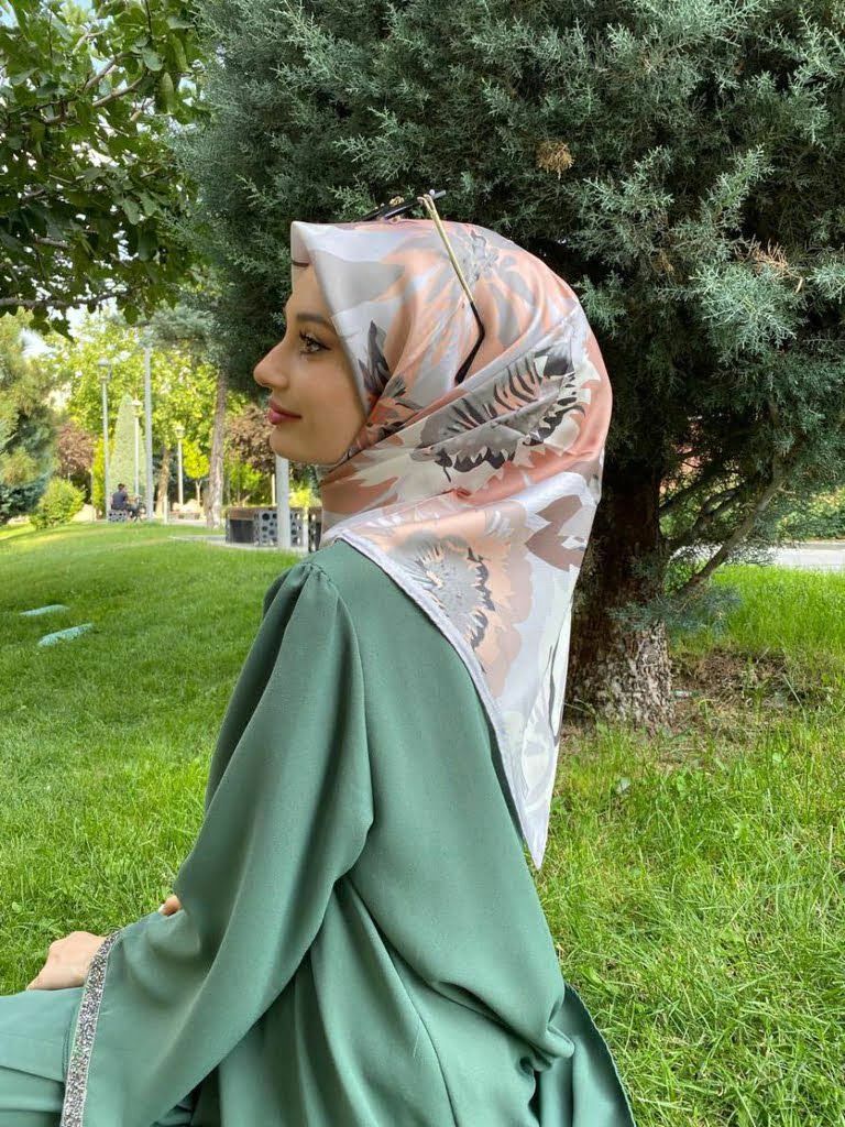 pekevi N havent Floral Patterned Twill Silk Scarf 01192 Shecarf
