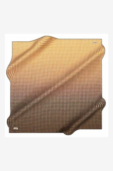 Aker Kazayağı Desenli Çift Logo Sura Krep Saten 90x90cm İpek Eşarp 8158701 SİYAH