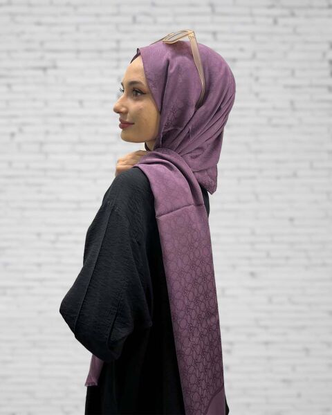 İpekevi Blend Four Seasons Mini Seljuk Single Color Silk Modal Monogram Shawl 4393 FIG PURPLE