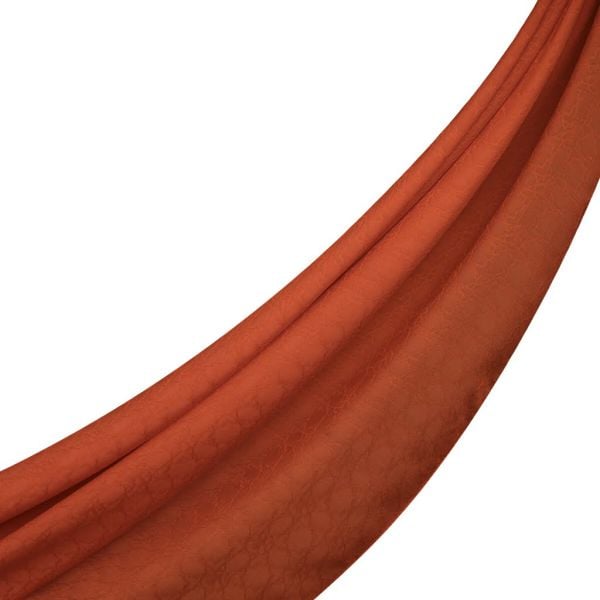 İpekevi Blend Şal - Dört Mevsim Mini Seljuk Desenli Tek Renk İpek Modal Monogram Şal 4393 TURUNCU