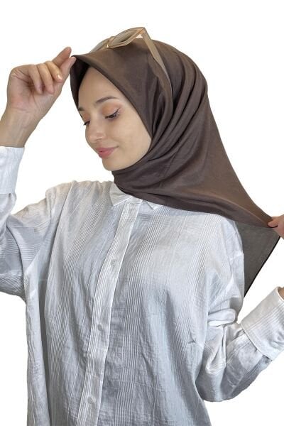 Kroren by Armanda Vual Eşarp - İpeksi Parlak Eşarp KR7558 ACI KAHVE