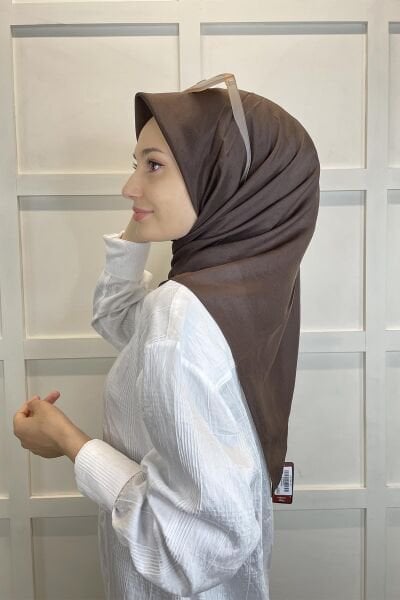 Kroren by Armanda Voile Scarf - Silky Shiny Scarf KR7558 BITTER BROWN