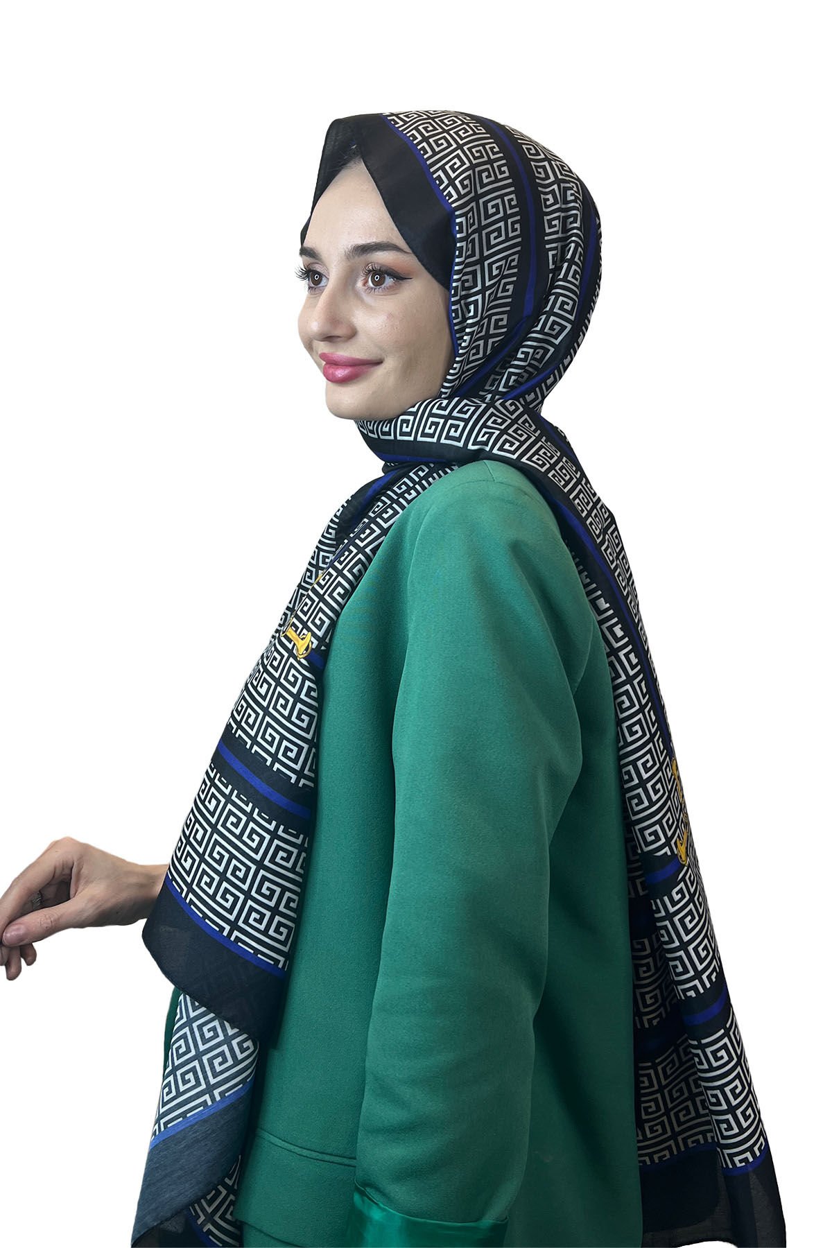 Siyane Scarf Pamuk Soft Şal, Renkli Geometrik Desenli, Kırışmaya Dayanıklı 00972 SAKS