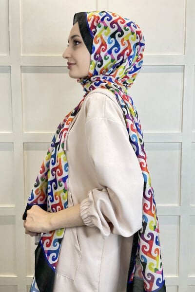 Siyane Scarf Pamuk Soft Şal - Kadın Tesettür Desenli Şal 01123 SİYAH SAKS