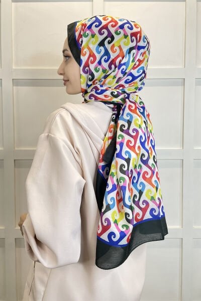 Siyane Scarf Pamuk Soft Şal - Kadın Tesettür Desenli Şal 01123 SİYAH SAKS