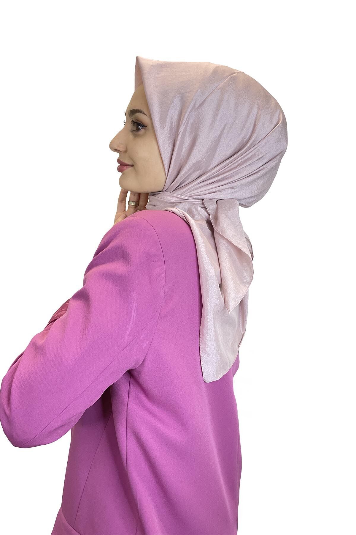 Kroren by Armanda Vual Eşarp - İpeksi Parlak Eşarp KR7558 PUDRA