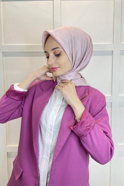 Kroren by Armanda Vual Eşarp - İpeksi Parlak Eşarp KR7558 PUDRA
