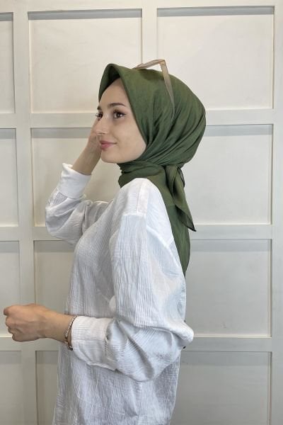 Kroren by Armanda Voile Scarf - Silky Shiny Scarf KR7558 KHAKI