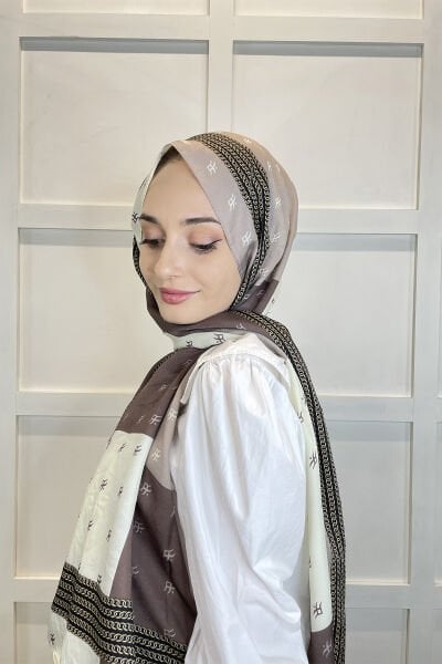 Cardion Digital Print Premium Shawl - Special Medina Silk Chain Patterned Hijab Women's Shawl 01118 VINK