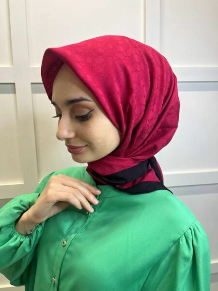 İpekevi Silk Blend Four Seasons Monogram Scarf 04357 CLARET RED