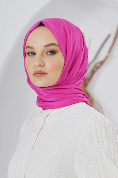 Loryan Scarf Floş Jakar Ağaç Kabuğu Desen Şal 00953 FUŞYA