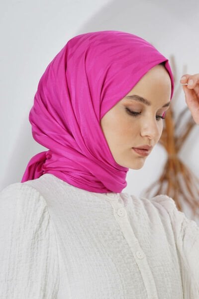 Loryan Scarf Flush Jacquard Tree Bark Pattern Shawl 00953 FUCHIA