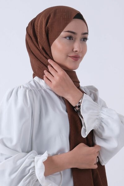 Harem Scarf Jakarlı Şal, Nehir Jakar Şal 01170 ACI KAHVE