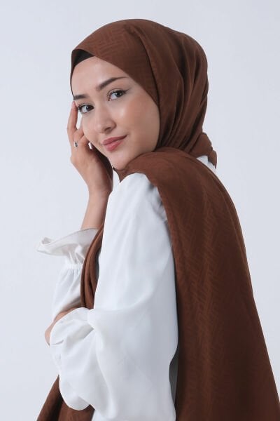 Harem Scarf Jakarlı Şal, Nehir Jakar Şal 01170 ACI KAHVE