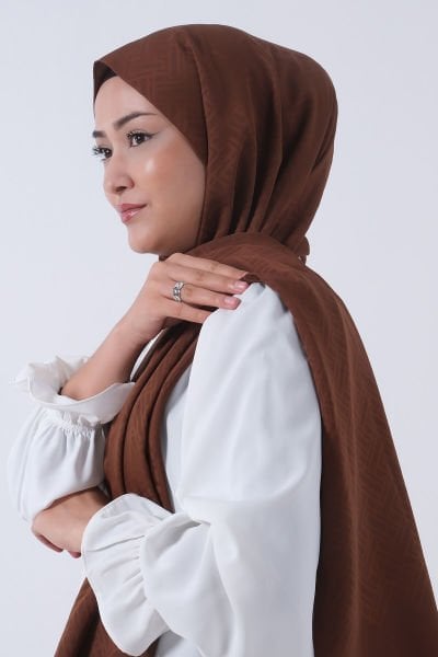 Harem Scarf Jakarlı Şal, Nehir Jakar Şal 01170 ACI KAHVE