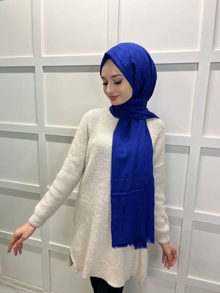 Loryan Scarf Viva Crush Pamuklu Şal 00380 KOYU SAKS