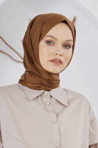 Loryan Scarf Flush Jacquard Tree Bark Pattern Shawl 00953 LIGHT BROWN