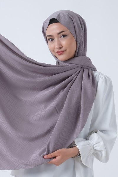 Harem Scarf Jakarlı Şal, Nehir Jakar Şal 01170 KOYU GRİ