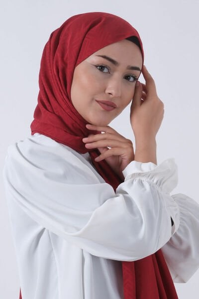 Harem Scarf Jakarlı Şal, Nehir Jakar Şal 01170 BORDO