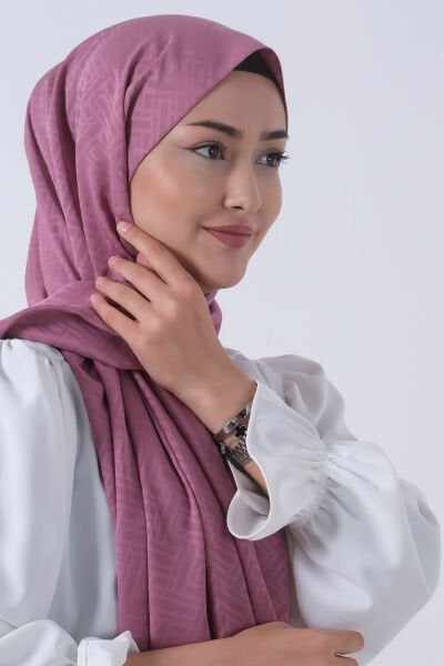 Harem Scarf Jakarlı Şal, Nehir Jakar Şal 01170 PEMBE