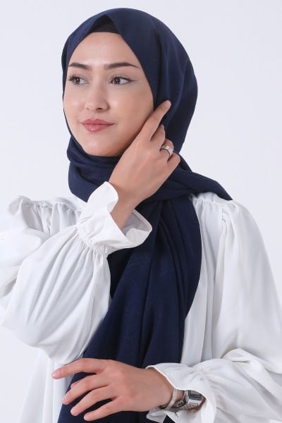 Harem Scarf Jakarlı Şal, Nehir Jakar Şal 01170 LACİVERT