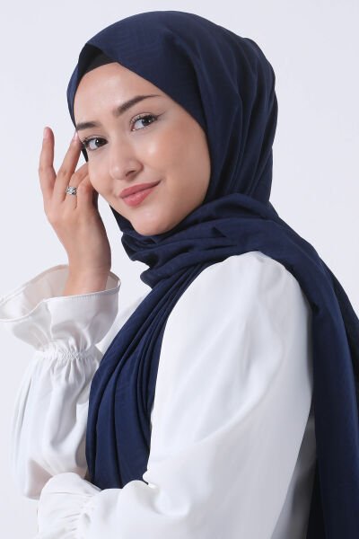 Harem Scarf Jakarlı Şal, Nehir Jakar Şal 01170 LACİVERT