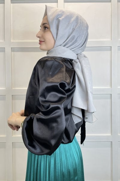 Armanda Monogram Shawl - Logo Patterned Seher Single Color Shawl AR3105 STONE