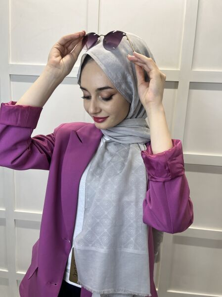 Aker Cotton Shawl, Logo Patterned, Comfortable to Use, Cotton Shawl 1030800 LIGHT GRAY