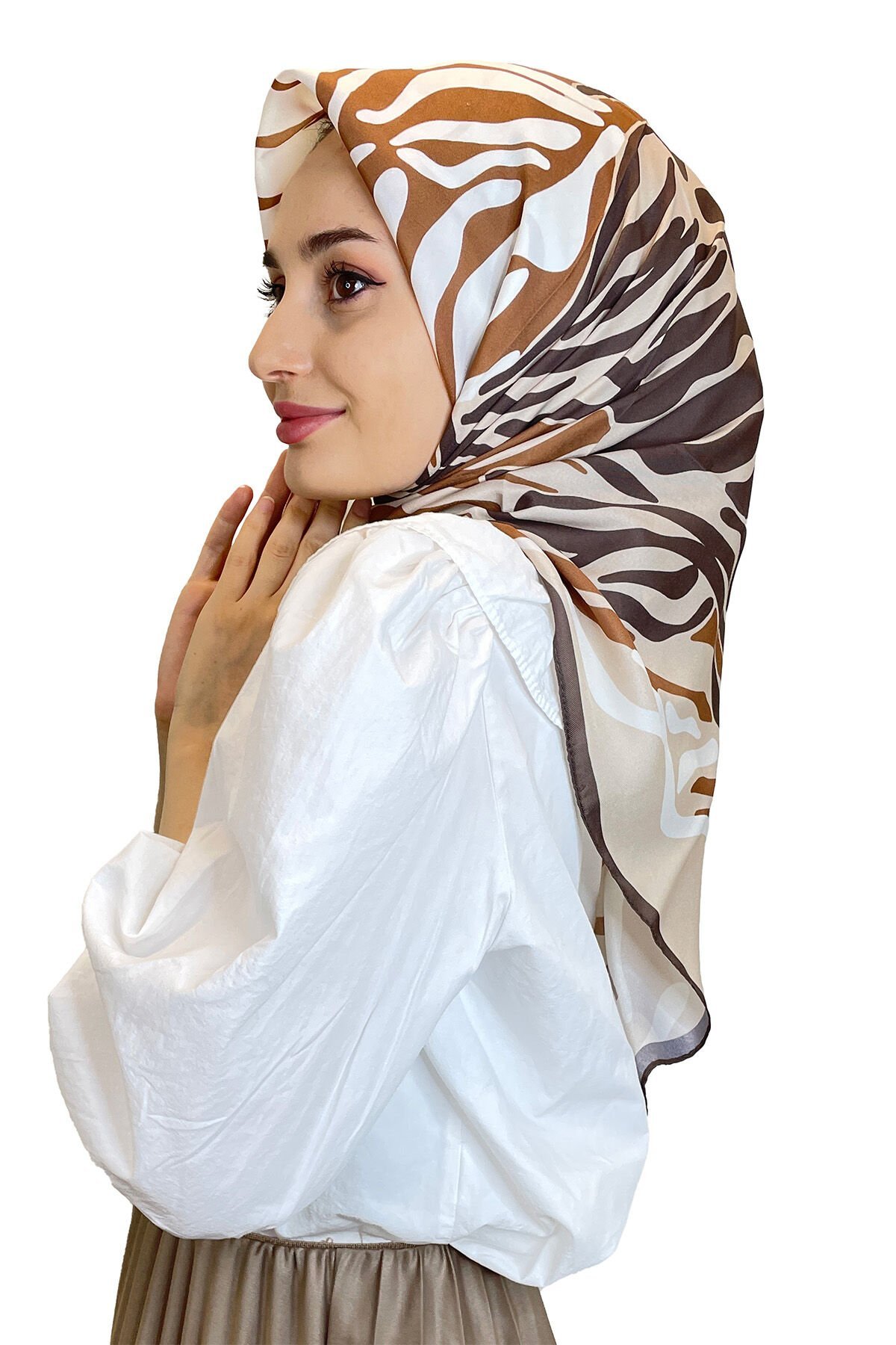 Cardion Digital Print Patterned Scarf Light Yellow - Women's Hijab Scarf LIGHT BROWN