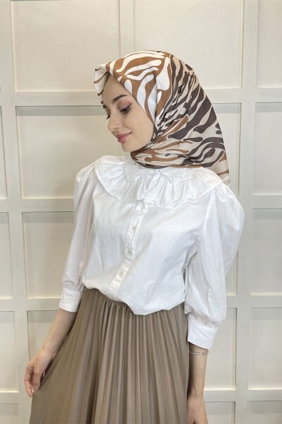 Cardion Digital Print Patterned Scarf Light Yellow - Women's Hijab Scarf LIGHT BROWN