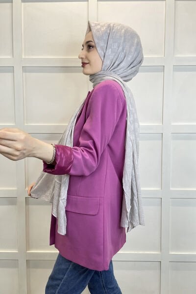 Waistline Dubai Shawl - Checkerboard Pattern Jacquard Dubai Shawl - No Ironing Shawl 01151 LIGHT GRAY