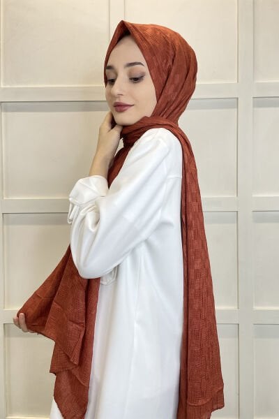 Waistline Dubai Shawl - Checkerboard Pattern Jacquard Dubai Shawl - No Ironing Shawl 01151 TILE