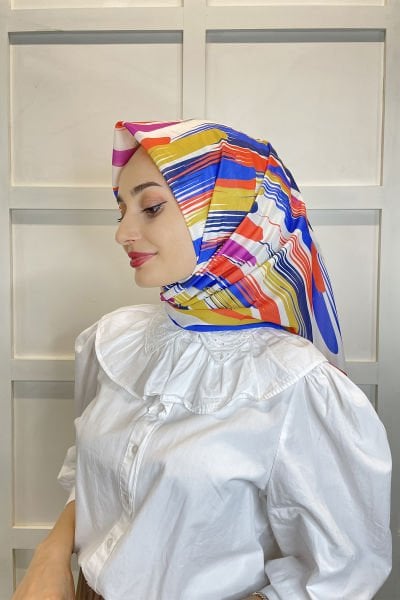 Quare Voile Crepe Scarf - Geometric Patterned Hijab Women's Scarf 01115 SAKS