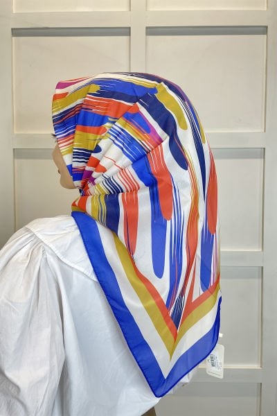 Quare Voile Crepe Scarf - Geometric Patterned Hijab Women's Scarf 01115 SAKS