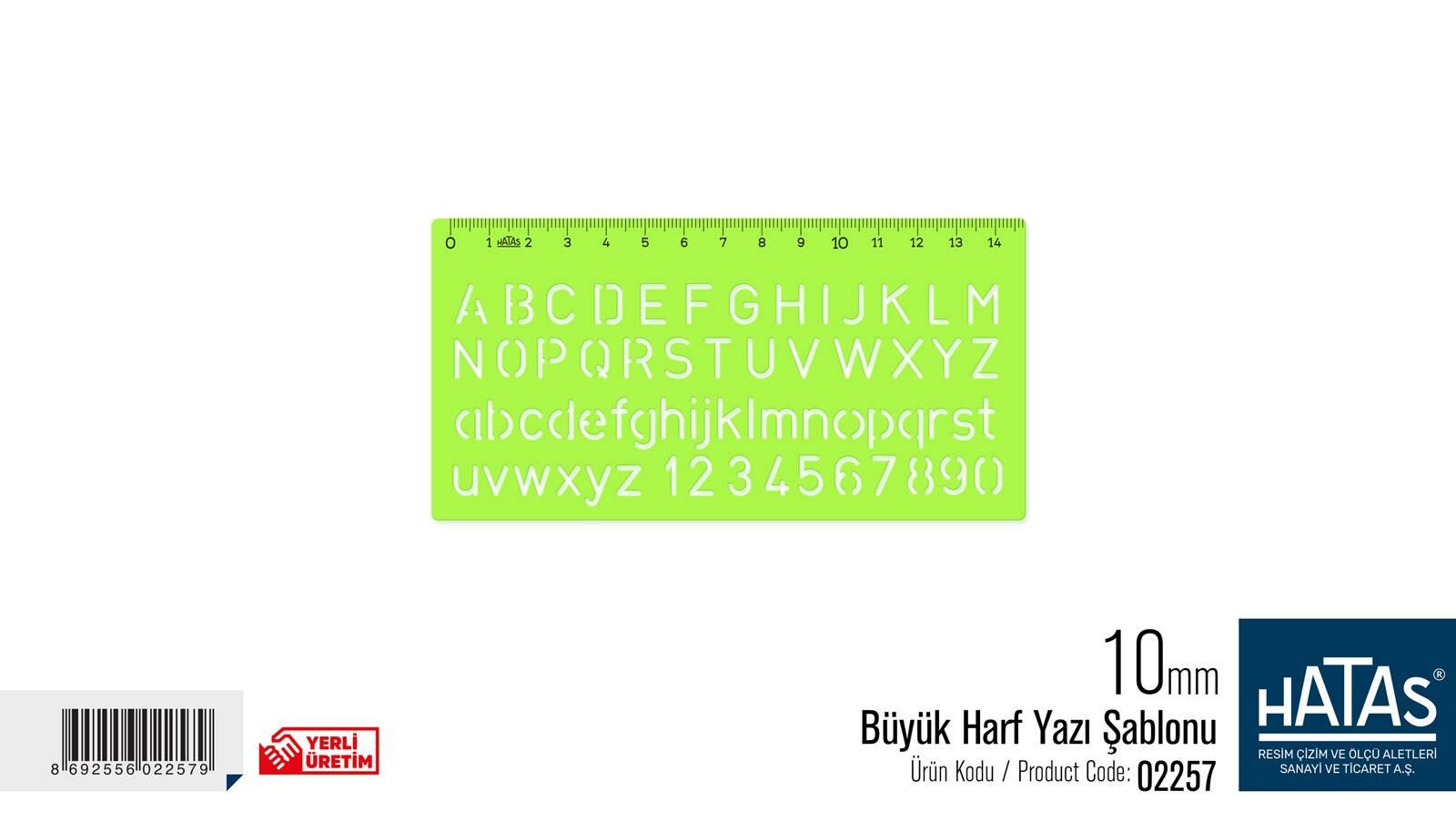 HATAS 02257 BÜYÜK HARF YAZI ŞABLONU 10 MM
