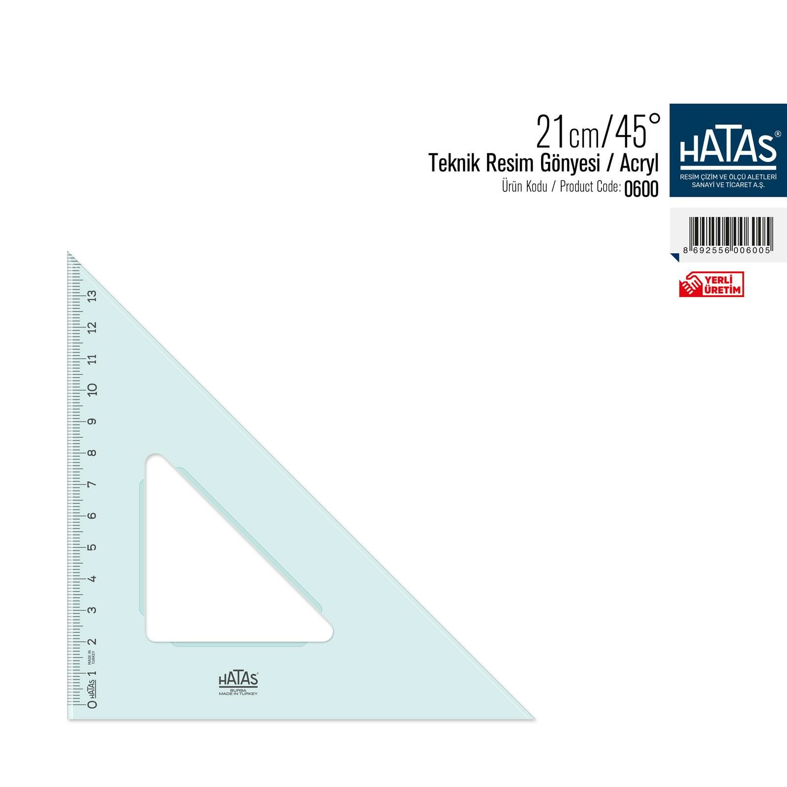 HATAS 0600 TEKNİK RESİM GÖNYESİ 21/45 (ACRLY) 10' LU KT.