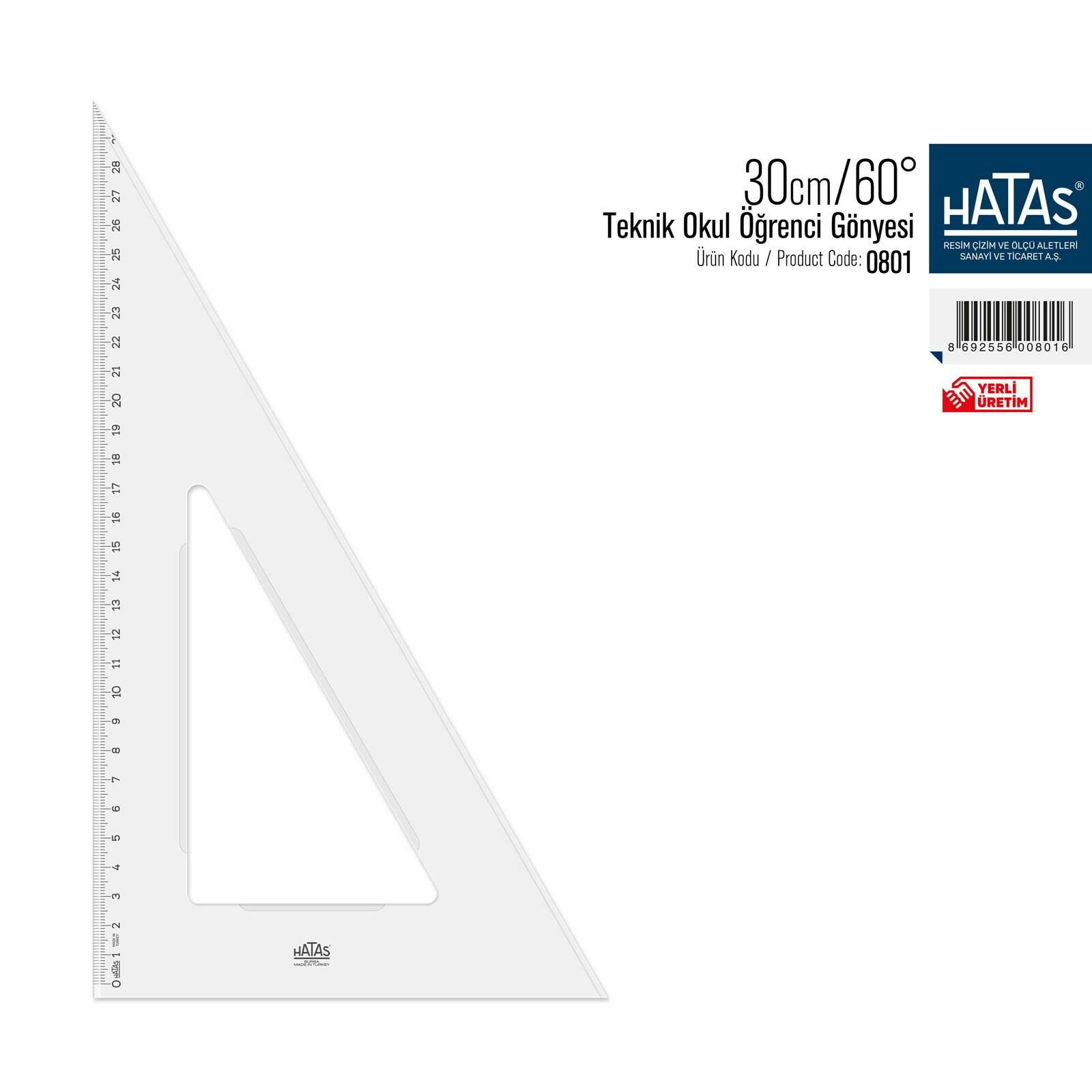 HATAS 0801 GÖNYE AKRİLİK 30 CM 60 DERECE 20'Lİ KT.