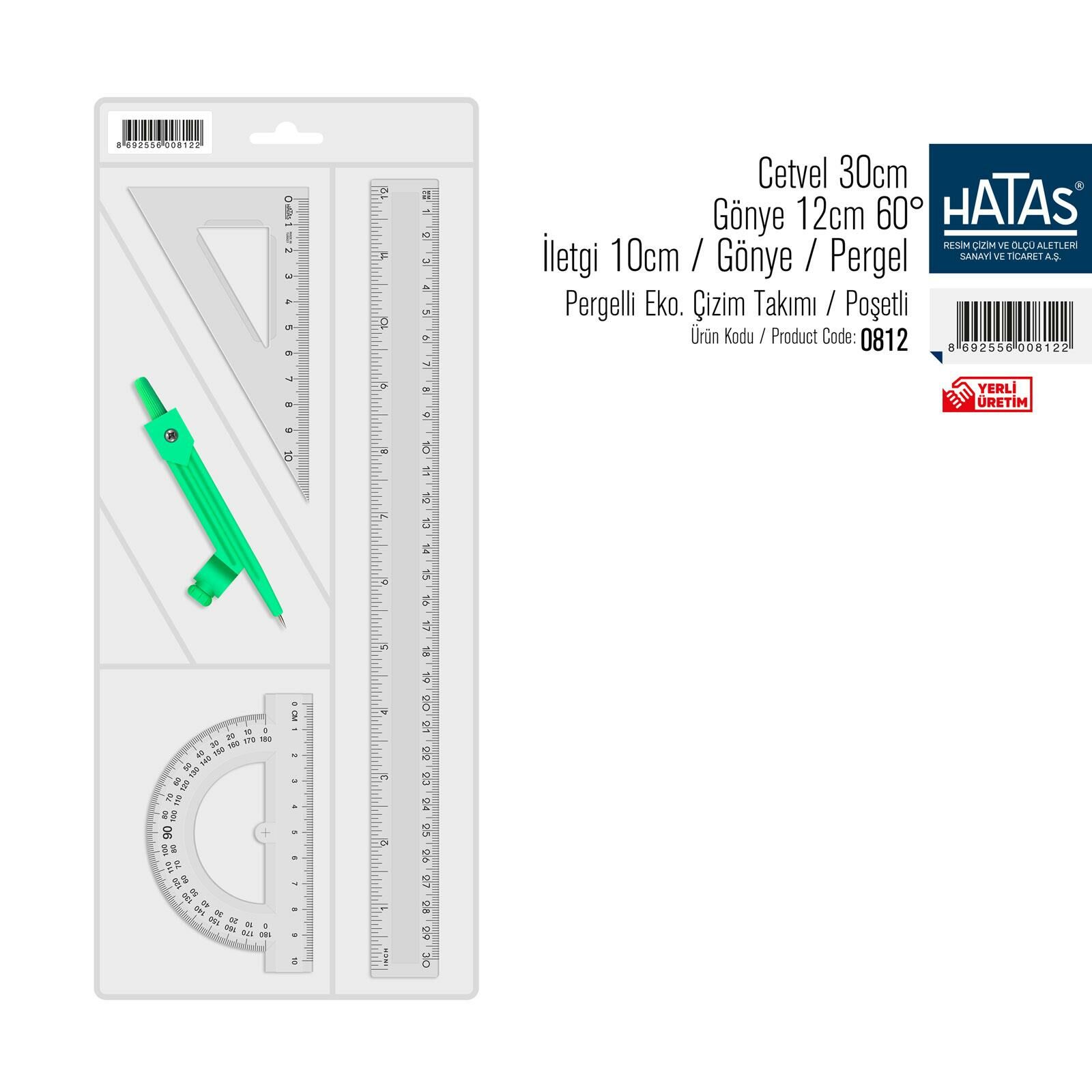 HATAS 0812 ÇİZİM TAKIMI PERGELLİ EKONOMİK 24'LÜ KT.