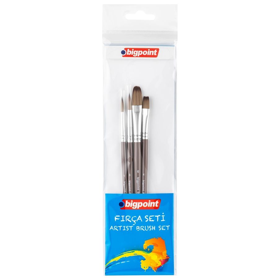BİGPOİNT BPF984 984 SERİSİ SENTETİK KIL KARIŞIK UÇLU FIRÇA SETİ 4'LÜ BLİSTER 12'Lİ KT.